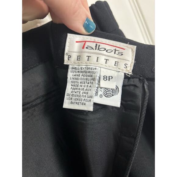 VTG 80s Talbots Black 100% Wool Pencil Skirt Women’s Size 8 Petite Dark Academia - Picture 3 of 5